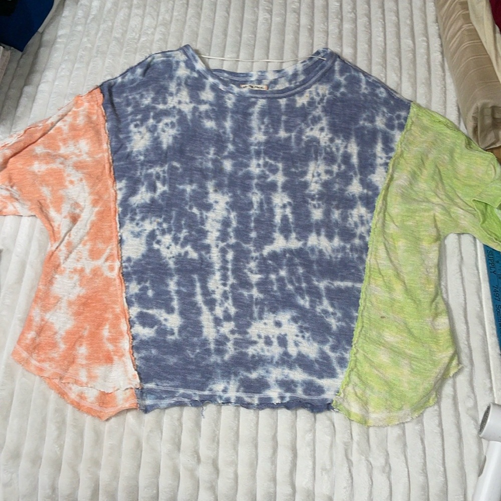 Free People Multicolor Tie-Dye Short Sleeve Tee
